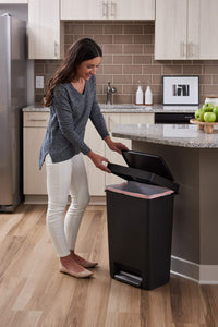Rubbermaid Premier Series II Step-on Trash Can for Home and Kitchen, with Lid Lock and Slow Close, 13 Gallon, Charcoal, for Home/Kitchen/Hotel/Lobby/Office 13G - Classic Plastic