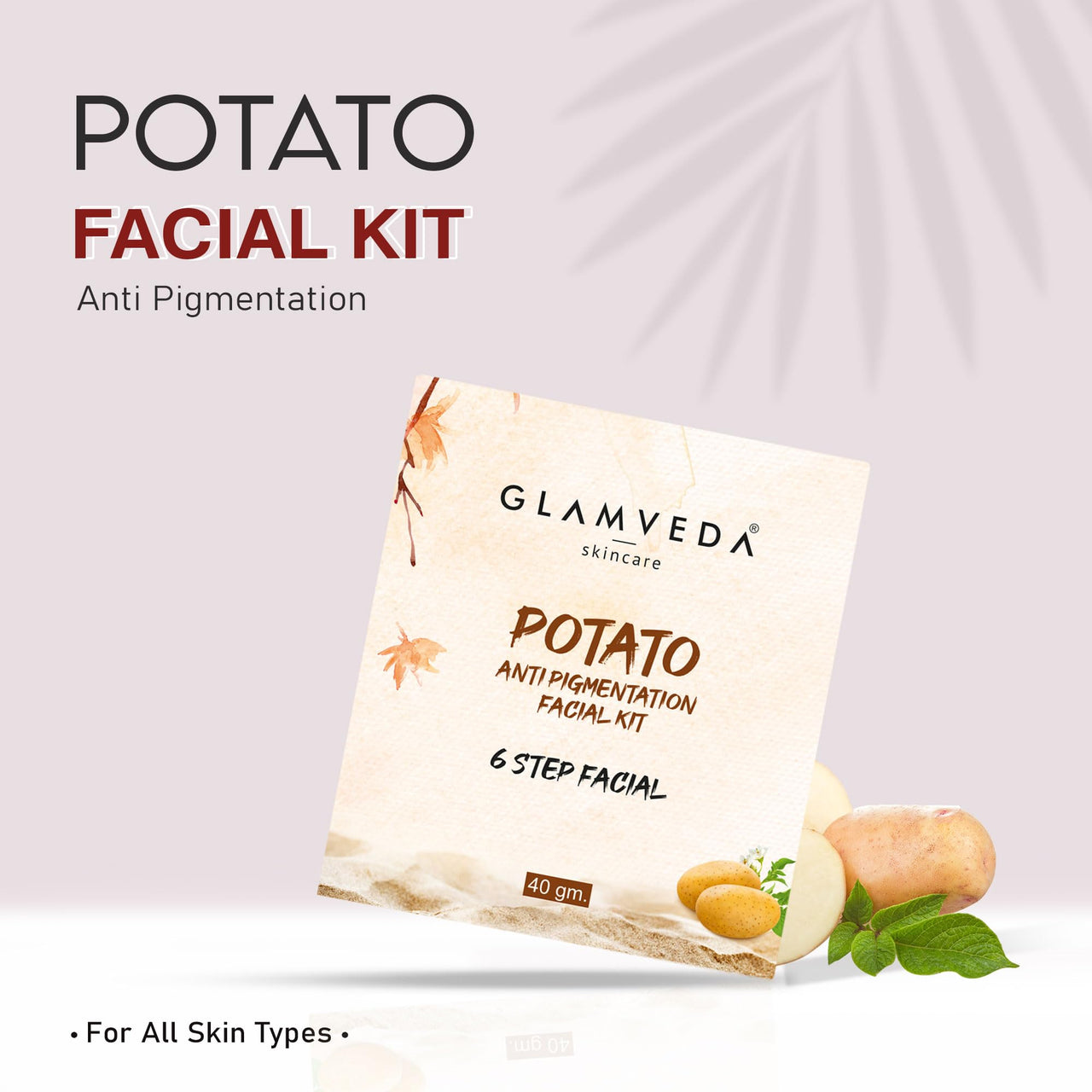 Glamveda Potato Anti Pigmentation Facial Kit | 6 Steps Facial | Fights Blemishes and Dullness | Protects and Nourishes | 40 GM