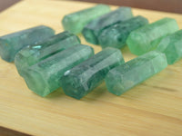 FHNP367 Natural Green Fluorite Stone Point Wands - 2 inch Healing Crystal 6 Faceted Prism Reiki Chakra Meditation Obelisk Tower Gift - Set of 3 Set of 3 Green Fluorite