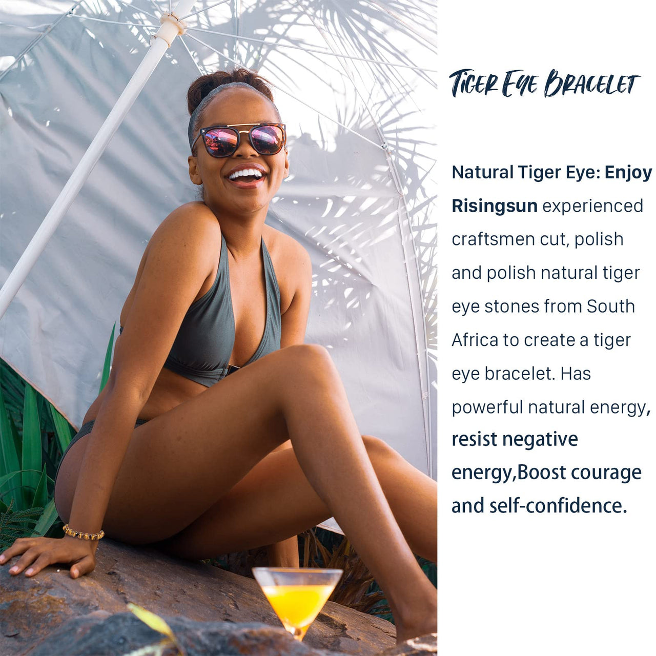 Tiger Eye Bracelet for men women Anti-anxiety, stress relief and confidence Bracelet, Handmade natural stone Crystal bead jewelry Chakra healing Protection bracelets (10MM) 10MM Tiger Eye