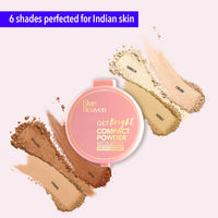 Blue Heaven Get Bright Compact Powder for Women With SPF Sun Protection, Non Sticky, Oil Free, Matte Finish Light Weight Formula, Cream,16g
