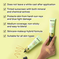 Quench Daily Defense Tinted Sunscreen SPF 50 PA+++ For Glowing Skin With Avocado & 2% Niacinamide | Blue Light Protection | Satin-Matte Finish | Made In Korea, Normal Skin (Deep, 15Ml)