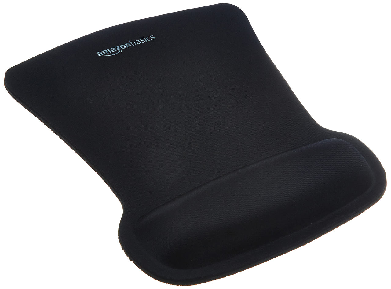Basics Rectangular Gel Computer Mouse Pad with Wrist Support Rest, Small, Black Single