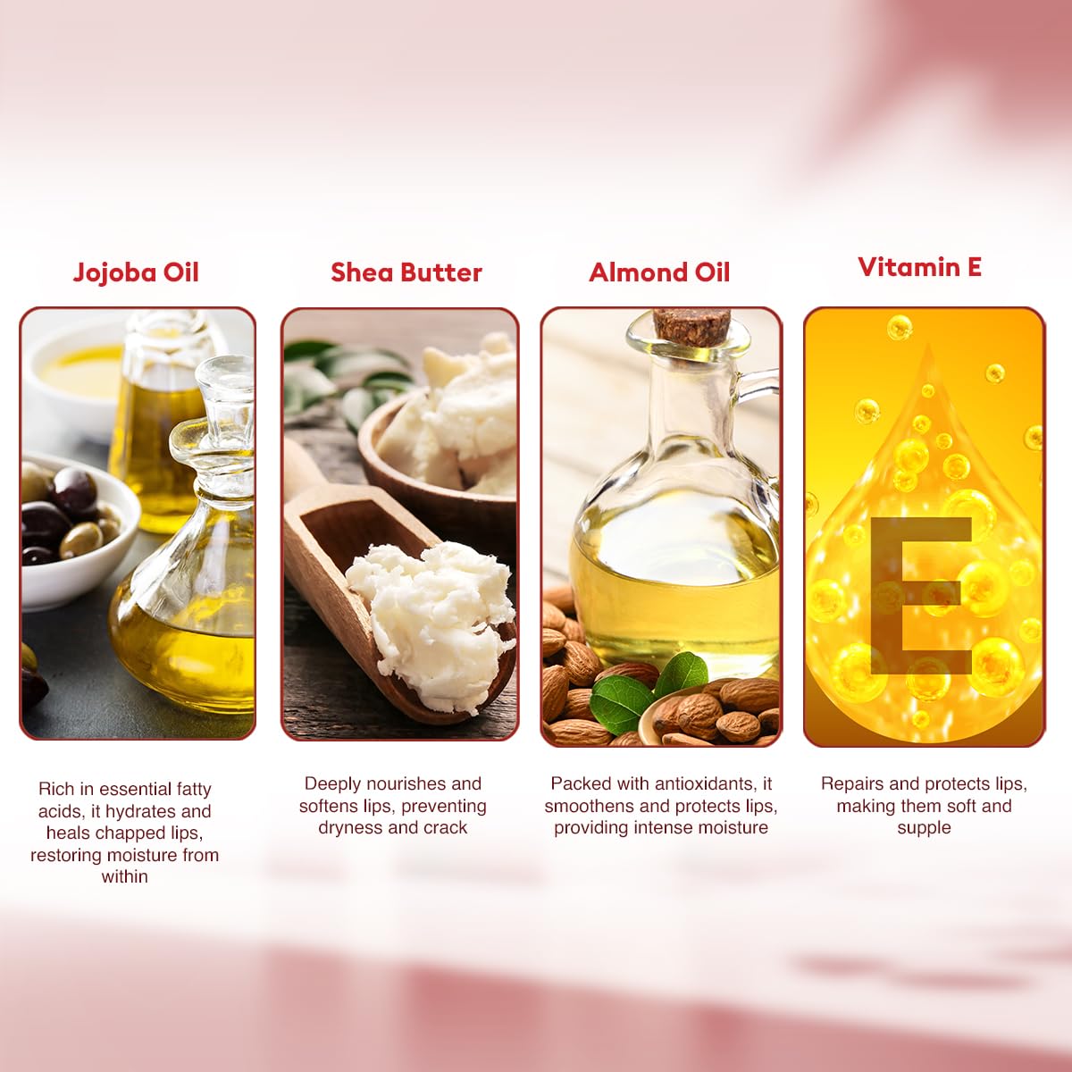 VLCC Roll On Lip Balm - Strawberry + Cherry - 4.5g + 4.5g | | SPF Protection | Infused with Jojoba Oil, Shea Butter, and Vitamin E for Soft, Nourished Lips