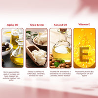 VLCC Roll On Lip Balm - Strawberry + Cherry - 4.5g + 4.5g | | SPF Protection | Infused with Jojoba Oil, Shea Butter, and Vitamin E for Soft, Nourished Lips