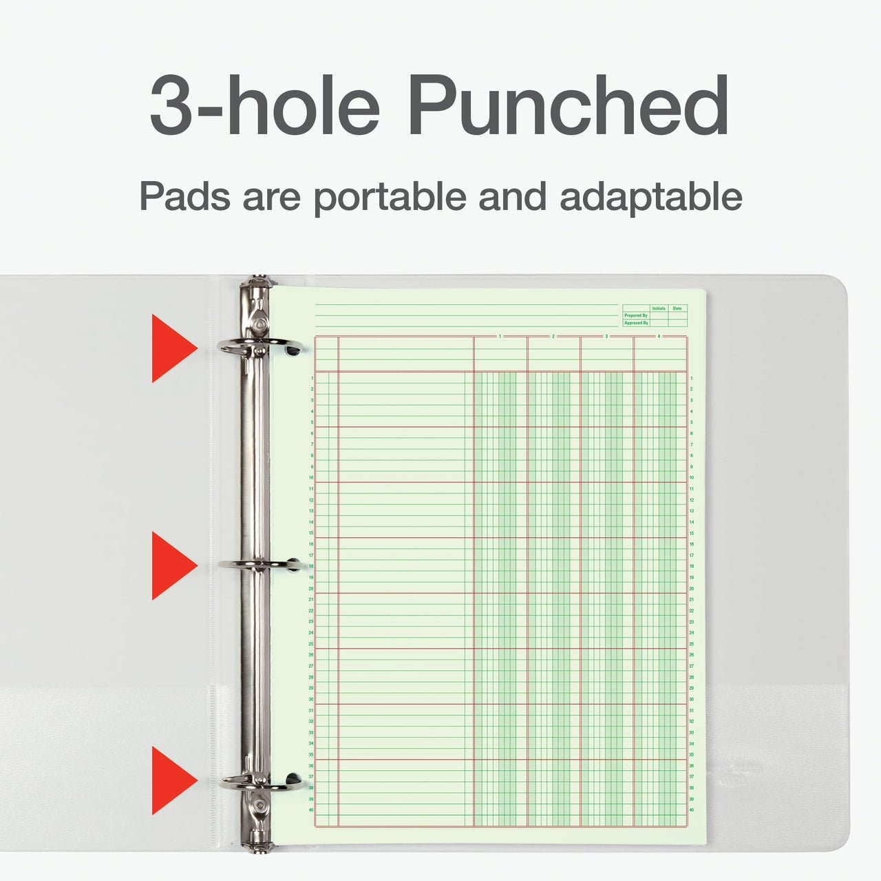 Adams Columnar Analysis Pad, 4 Column Ledger, 8.5" x 11", 100 Pages (50 Sheets), Green, 3 Hole Punch, for Accounting, Bookkeeping & Data (ACP85114)