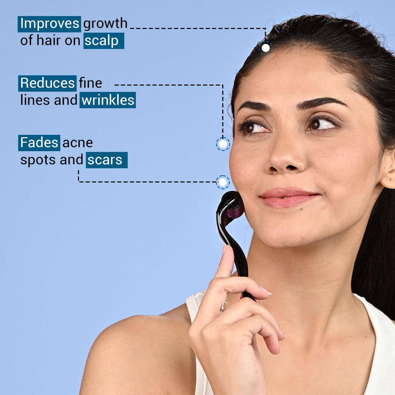 Sotrue Derma Roller 1mm | 540 Stainless Steel Needles | Derma Roller for Hair Growth & Thickening, Repair Damages and Activates Hair Follicles, Reduces Acne Scars (Black)