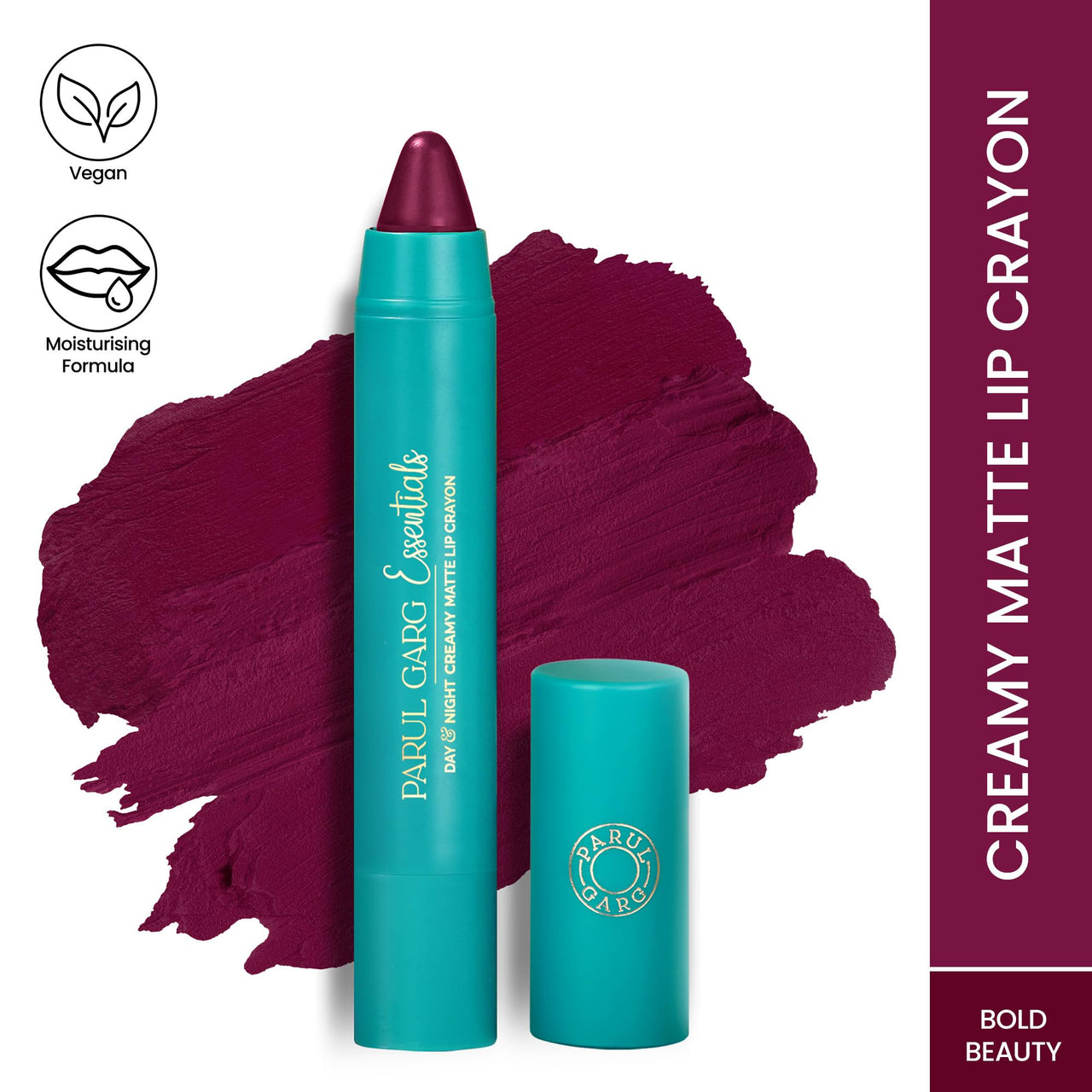 Parul Garg Beauty Creamy Matte Lip Crayon | Soft Matte & Hydrating Formula with Almond Oil & Vitamin E | Rich Pigment & Comfortable Wear | 100% Vegan (Bold Beauty 32)