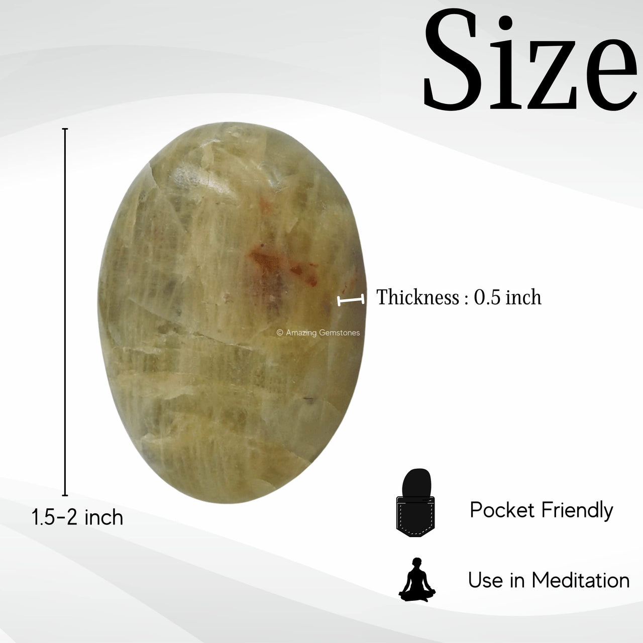 Yellow Aquamarine Palm Stone - Pocket Massage Worry Stone for Natural Body Chakra Balancing, Reiki Healing and Crystal Grid Yellow Aquamarine