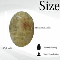 Yellow Aquamarine Palm Stone - Pocket Massage Worry Stone for Natural Body Chakra Balancing, Reiki Healing and Crystal Grid Yellow Aquamarine