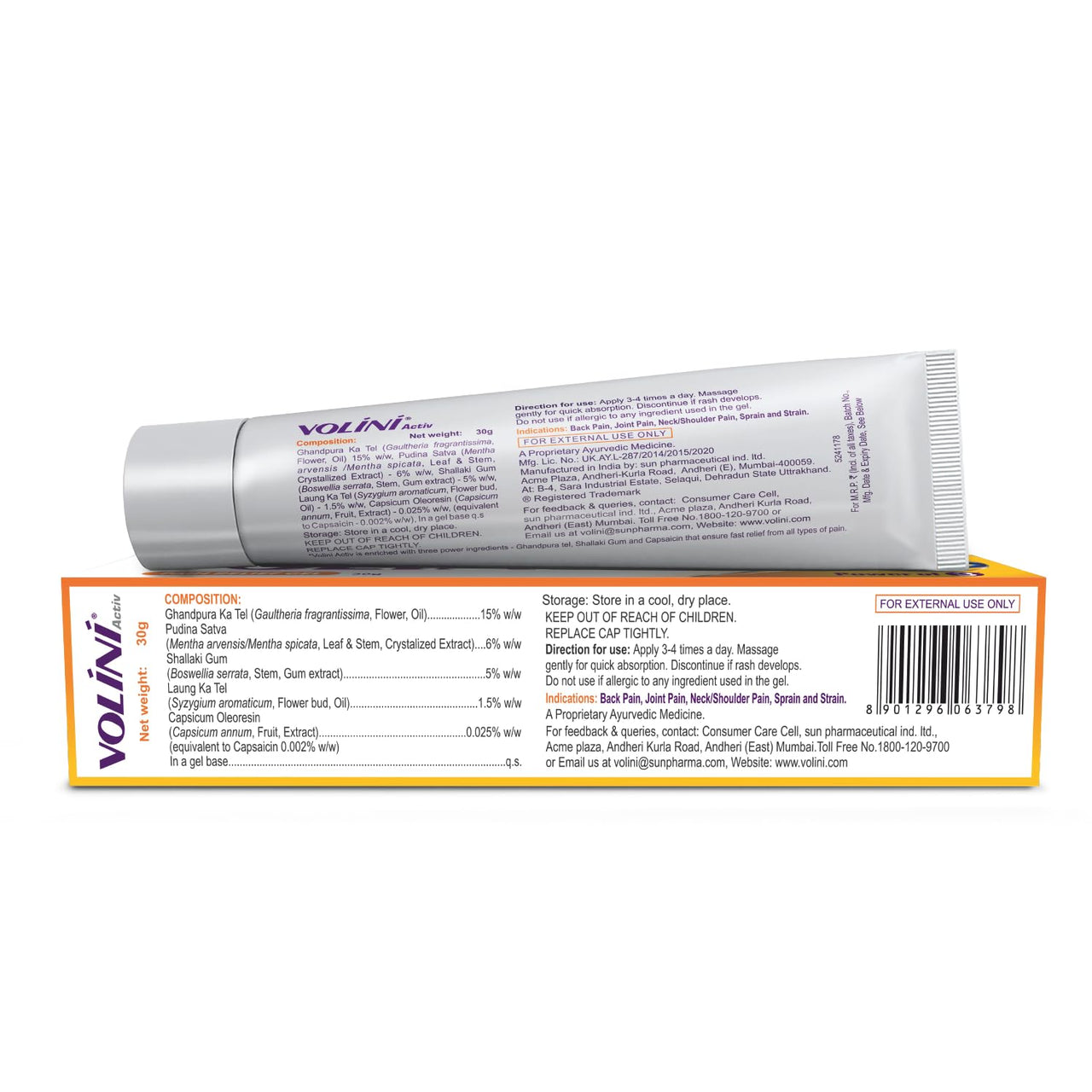 Volini Activ Pain Relief Gel (30 g) x Pack of 2