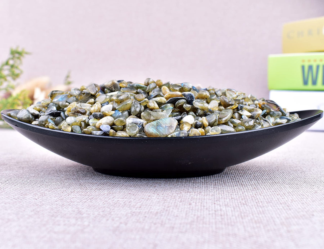 SigMntun Labradorite Crystal Chips Bulk, Natural UNDYED - 10 oz (283g) Tumbled Stones for Crafts Decorative Rocks Planters, Healing Crystals Reiki Chakra Meditation Energy Balancing Therapy 10 Oz - Labradorite