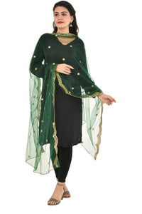 YOUTHQUAKE Heavy Embellished Plastic Mirror Net Dupatta for Womens & Girls