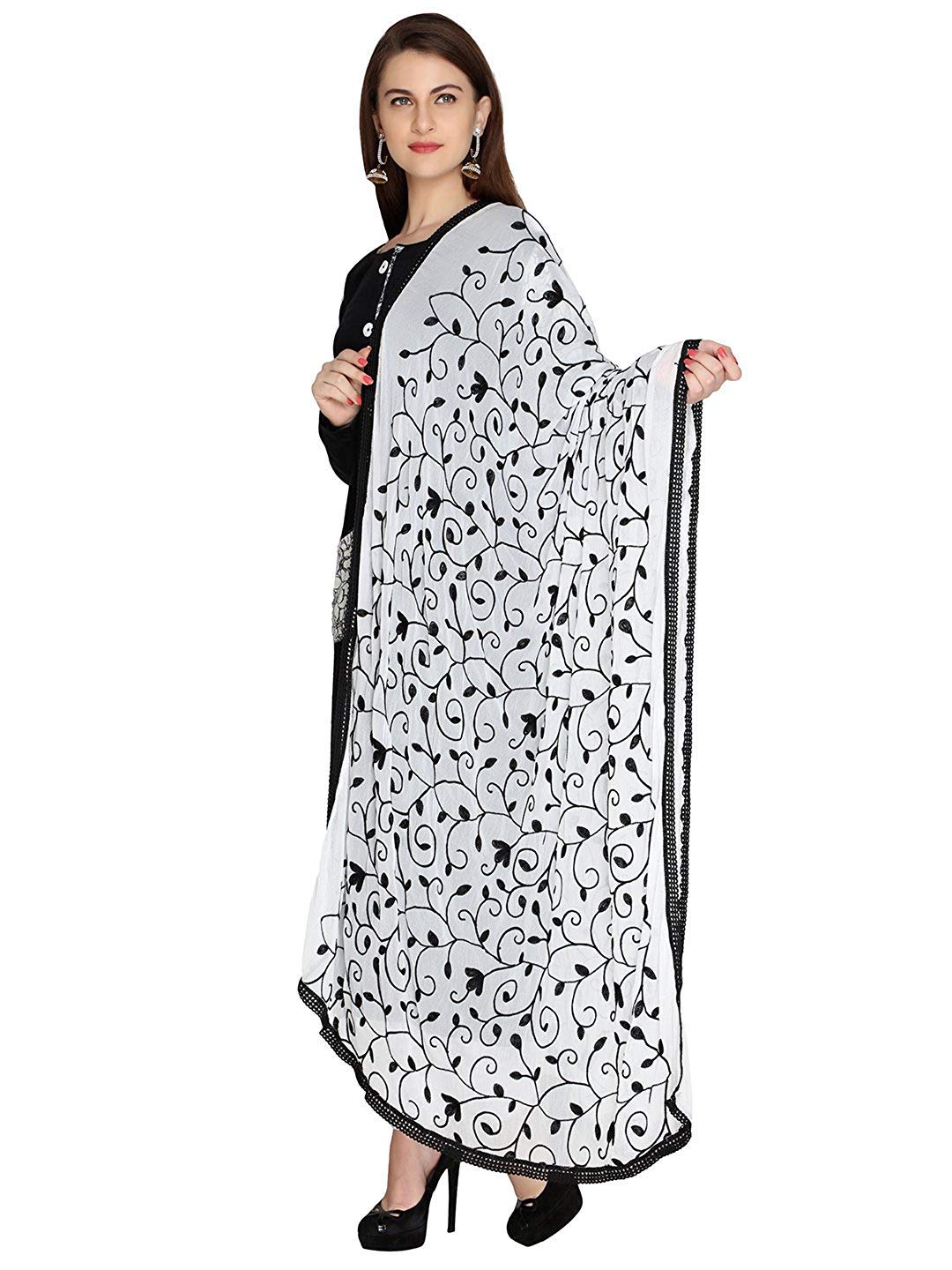 Akshar Llc Miss India Women's  Chiffon Dupatta With Goodembroidery Work