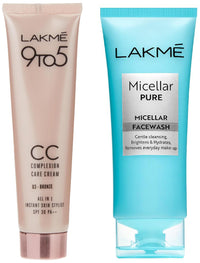 Lakmé Micellar Pure Facewash For Deep Pore Cleanse 100G & Lakmé 9To5 Cc Cream With Spf30 Pa++ - Bronze Combo