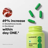 Cureskin Gluta Active Bright Glutathione Tablets | Glutathione Tablets for Skin Whitening | Glutathione Supplements | Glutathione for Skin Whitening