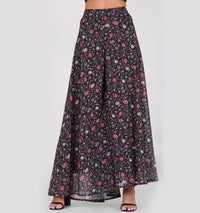 RATAN Women’s Georgette Flared Freesize Sharara Palazzo Pant with Lining M Maroon