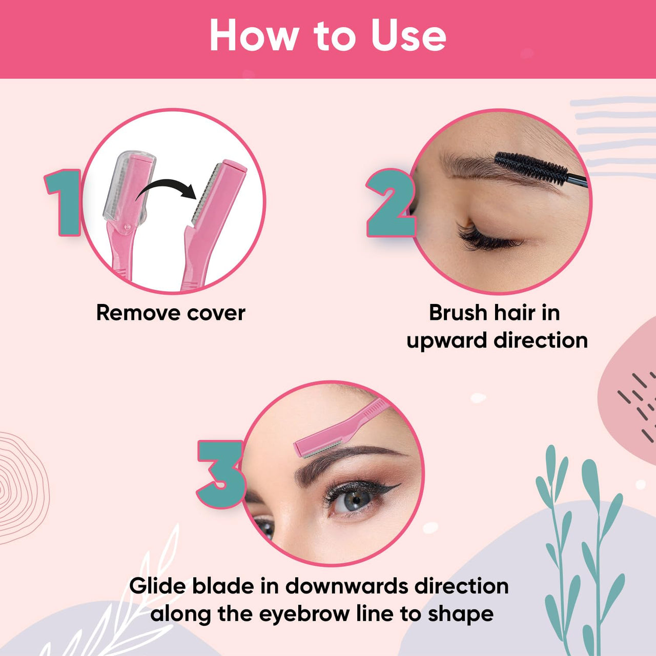 Vega Eyebrow Shaper for Women - Pack of 3 Reusable Face Razor, Painless Facial Hair Removal, Razor for Face, Eyebrows, Upper Lips, Chin, Side Locks, Forehead, (ESS-01)