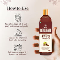 Newish Cold Pressed Castor Oil for Hair Growth, Skin & Eyebrows |Pure & Organic Arandi Oil |Promotes Thicker, Longer Hair & Repairs Cracked Heels - 200ml