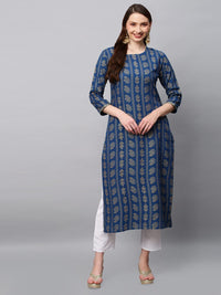 GoSriKi Women's  Cotton Blend Printed Straight Kurta
