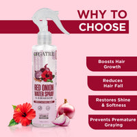 Orgatre Red Onion Water Spray for Hair Growth | 100% Natural Red Onion Extract with 17 Herbs | Hair Growth & Volume Booster | No Sticky Residue | 200ml