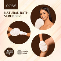 Ross Natural Ramie Bath Glove Scrubber – Gentle Exfoliating Glove for Deep Cleansing, High-Lather Foam, and Smooth, Refreshed Skin – Perfect for Removing Dead Skin & Impurities (Pack of 1)