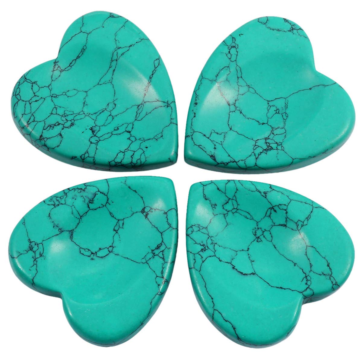 mookaitedecor Green Howlite Turquoise Thumb Worry Stone, Pocket Palm Stones Crystal Healing Reiki Stress Relief Pack of 4, Heart Shape Green Howlite Turquoise(heart Shape)