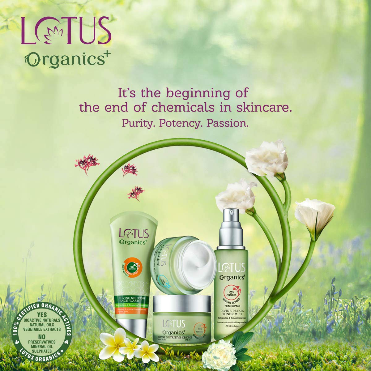 Lotus Organics+ Pristine Purifying Face Wash | Oil Control & Clarifying | Sulphate Free | 100% Certified Organic Irish Moss | All Skin Types | 100 ml