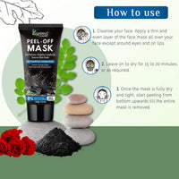 KAZIMA Activated Charcoal Peel Off Mask - Deep Cleansing | Blackheads Removal | Dead Skin Removal | Fights Pollution, 100 g