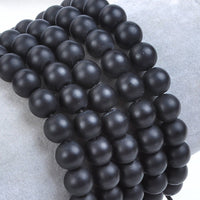 Massive Beads Natural Healing Power Gemstone Crystal Beads Unisex Adjustable Macrame Bracelets 8mm Matte Onyx