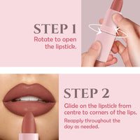 Glamveda Creamy Matte Long Lasting Lipstick with Ceramides & Peptides, Lightweight, 12 Hour Wear, Smudgeproof & Transferproof - Caramel Kiss 309