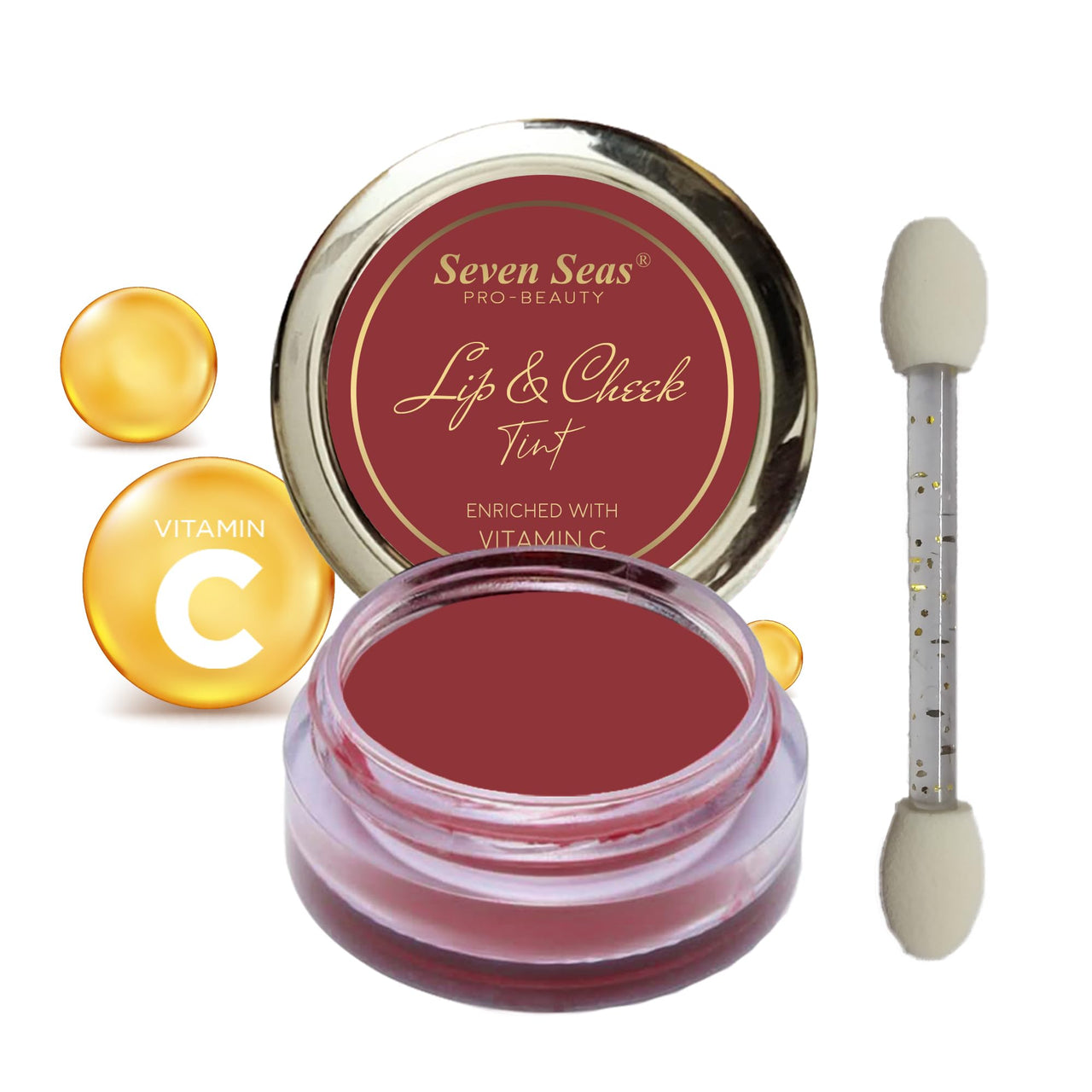 Seven Seas Lips & Cheek Tint Combo Pack of 2 | Matte Natural Blush for Women | Lip Tint with Vitamin E | Nourishing Cheek Tint (Edgy Red)