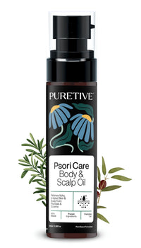 Puretive Psori Care Body & Scalp Oil | Relieves Itching & Redness | Fast-Absorbing | Non-Greasy| Helps Calm Eczema, Psoriasis, Dermatitis, Very Dry Skin, Ringworm, Fungal Infections, RashesI 100% Pure & Natural | 100ml