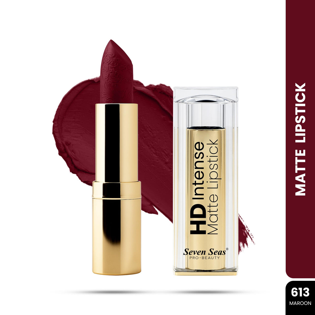 Seven Seas Matte Finish Long Lasting Rich Pigment Non-Drying HD Intense Matte Lipstick (Maroon, 3.5g)