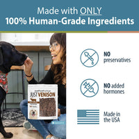 JustFoodForDogs Venison Dog Treats, Single-Ingredient Healthy Dog Treats, Made in The USA, 5 oz 5 Ounce (Pack of 1)