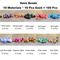Massive Beads 100PCS 8MM Natural Crystal Beads Stripe Agate Gemstone Round Loose Energy Healing Beads with Free Crystal Stretch Cord for Jewelry Making (Stripe Agate, 8MM)