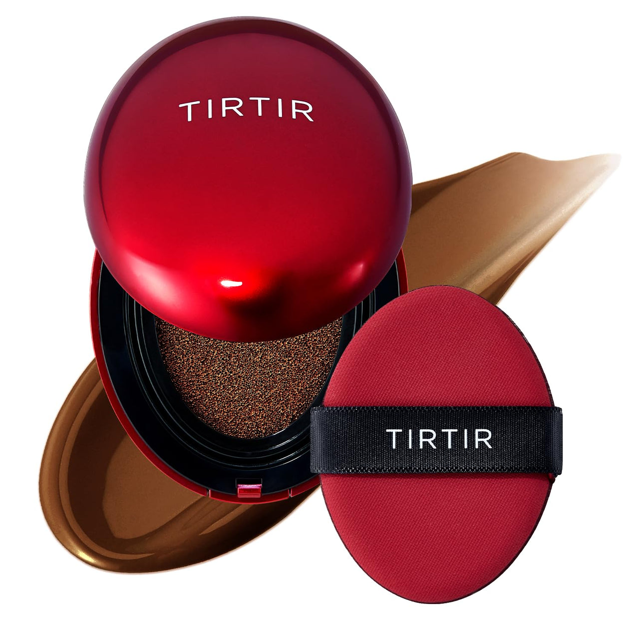 TIRTIR Mask Fit Red Cushion Foundation, Full coverage, Skin fit, Satin Glow Finish, Korean Cushion Foundation #47N EBONY, 4.5g