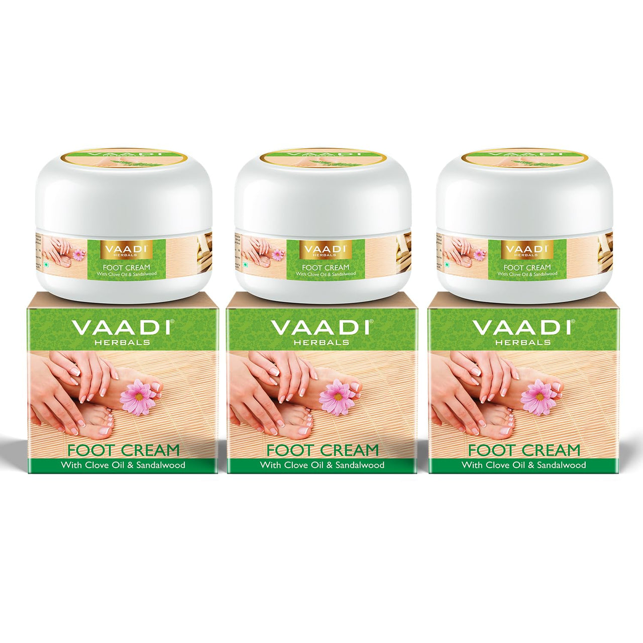 Vaadi Herbals Foot Cream, Clove and Sandal Oil, 30g x 3