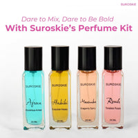 Suroskie Unisex Perfume Gift Set For Men & Women (4 X 20Ml) | Luxury Eau De Parfum | Long Lasting & Pocket Freindly | Aromatic Blend Of Aqua, Saffron, Cinnamon | Citrus, Floral & Woody Notes Fragrance
