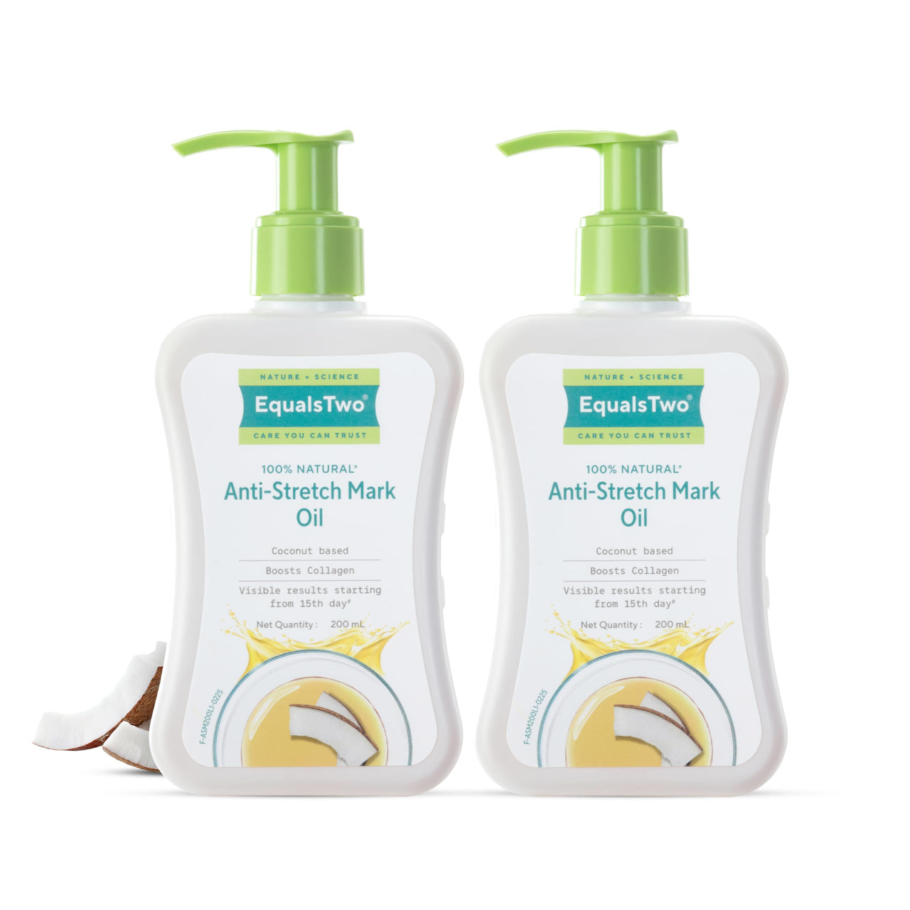 EQUALSTWO Anti Stretch Mark Oil, 200ml, 100% Natural Stretch Marks Removal Oil for Pregnancy, Enriched with Flex Seeds & Oat Oil to Lighten Scars, Dermatologically Tested, No Paraben No Sulphate (Pack of 2)