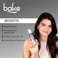 BAKE 5% Activated Charcoal Face Wash with Mint & Ashwagandha | Deep Pore Cleansing Face Cleanser | For Oily, Combination & Acne Prone Skin | 100ml