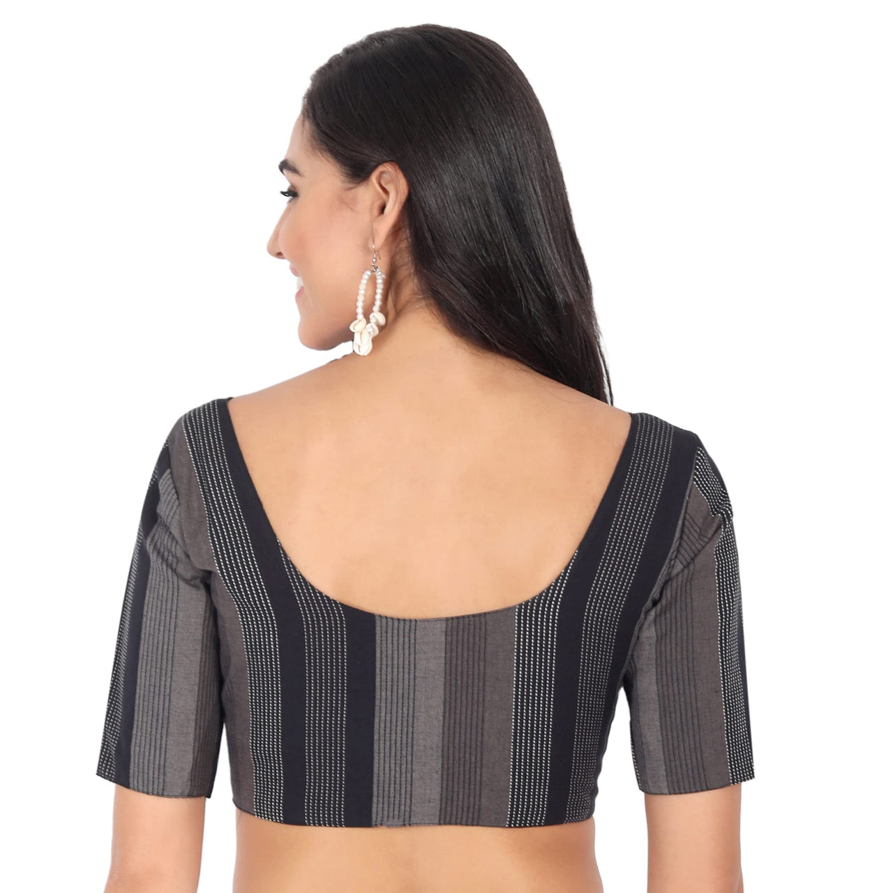 JISB Women's  Cotton Geometric Half Sleeve Blouse