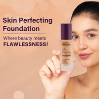 Hilary Rhoda Skin Perfecting Foundation | With SPF 15 | Super Matte Finish | Full Coverage | Oil-Control & Paraben-Free | 6 Shades | Conceals Fine Lines & Blemishes | 30g (Spiced Sand| Shade 05)