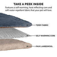 Furhaven Waterproof & Self-Warming Throw Blanket for Dogs & Indoor Cats, Washable & Reflects Body Heat - Terry & Sherpa Dog Blanket - Cozy Denim, Large