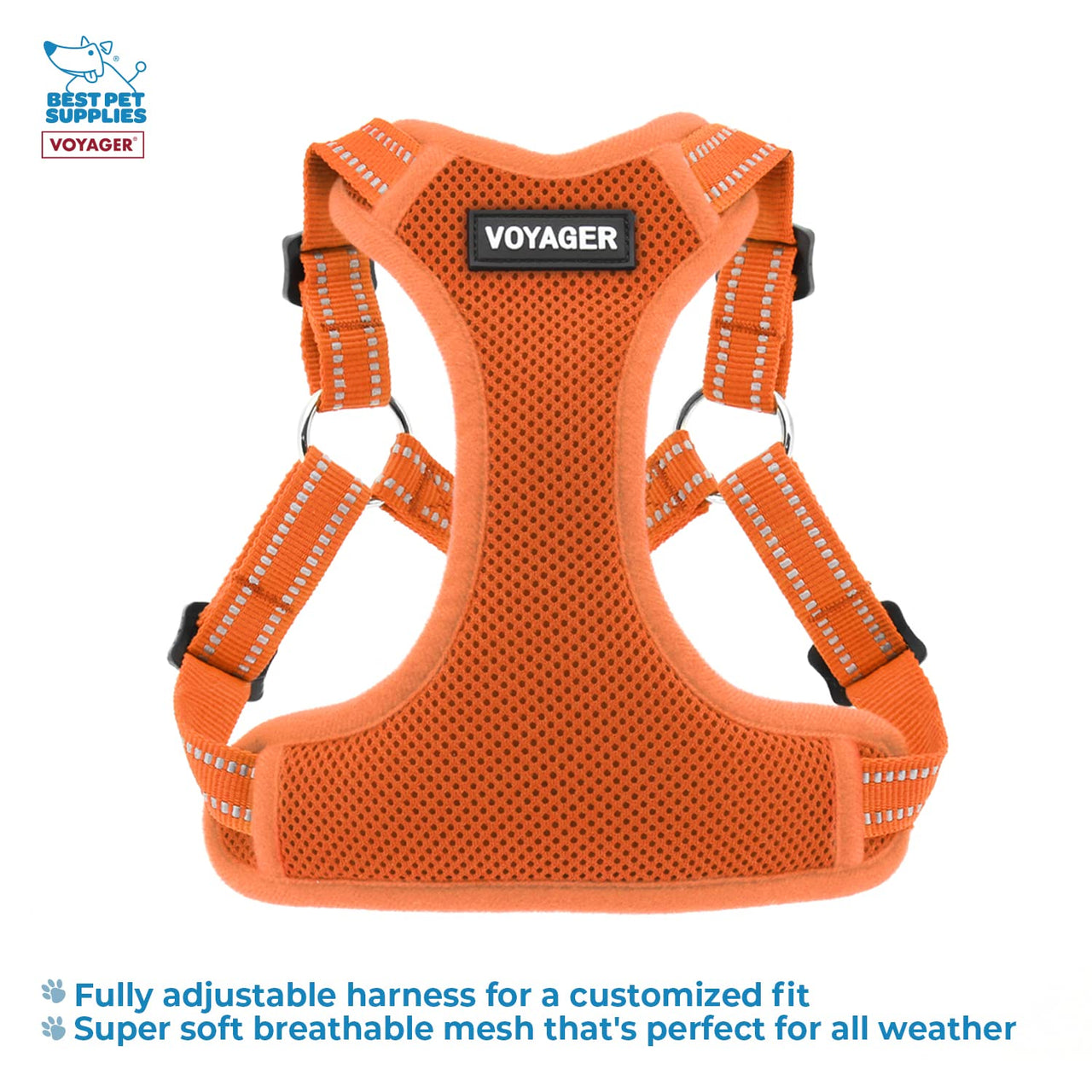 Best Pet Supplies Voyager Adjustable Dog Harness Leash Set with Reflective Stripes for Walking Heavy-Duty Full Body No Pull Vest with Leash D-Ring, Breathable All-Weather - Harness (Orange), XS Harness Leash Set (Orange) XS (Chest: 13 - 16")