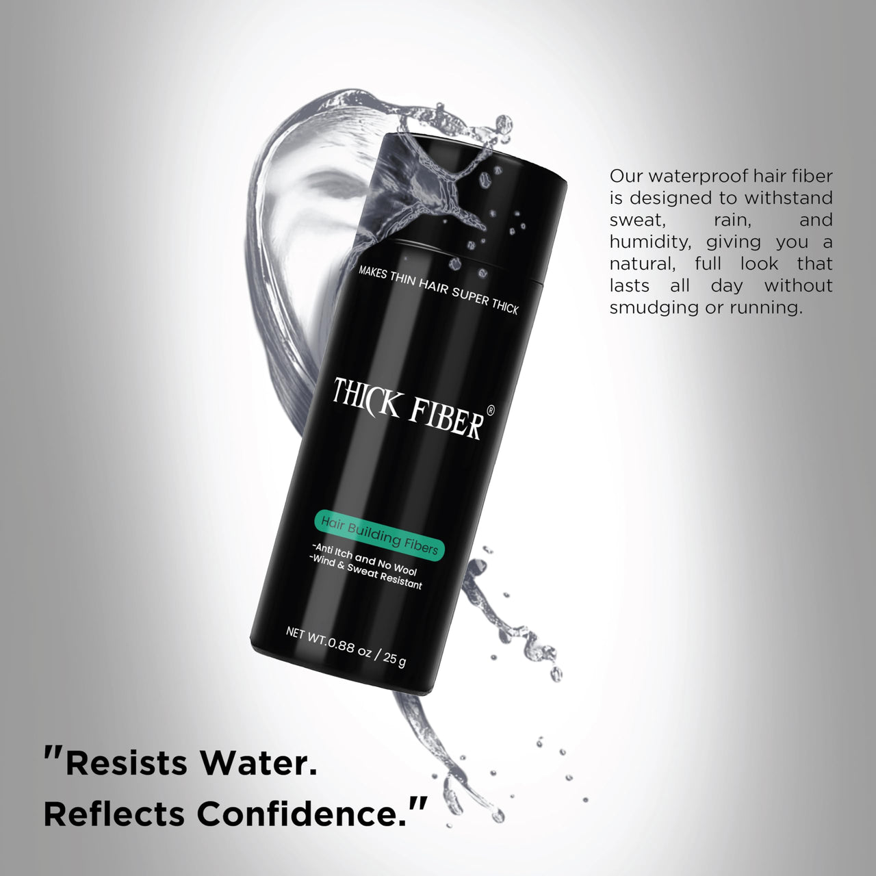 THICK FIBER - Fibers for Thinning Hair & Bald Spots (BLACK, Pack of 2) - 25g Bottle - Conceals Hair Loss in Seconds for Women & Men