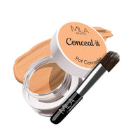 Mila Beauté Conceal It Pot Concealerwith Brush | Enriched With SPF 15 and Vitamin E | Light Weight Concealer | Long Lasting Coverage | Natural Matte Finish | Covers All Skin Concerns | Easily Blendable Concealer For Face Makeup (Natural Nude)