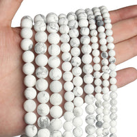 60pcs 6mm Natural Stone Beads Matte Howlite Beads Energy Crystal Healing Power Gemstone for Jewelry Making, DIY Bracelet Necklace