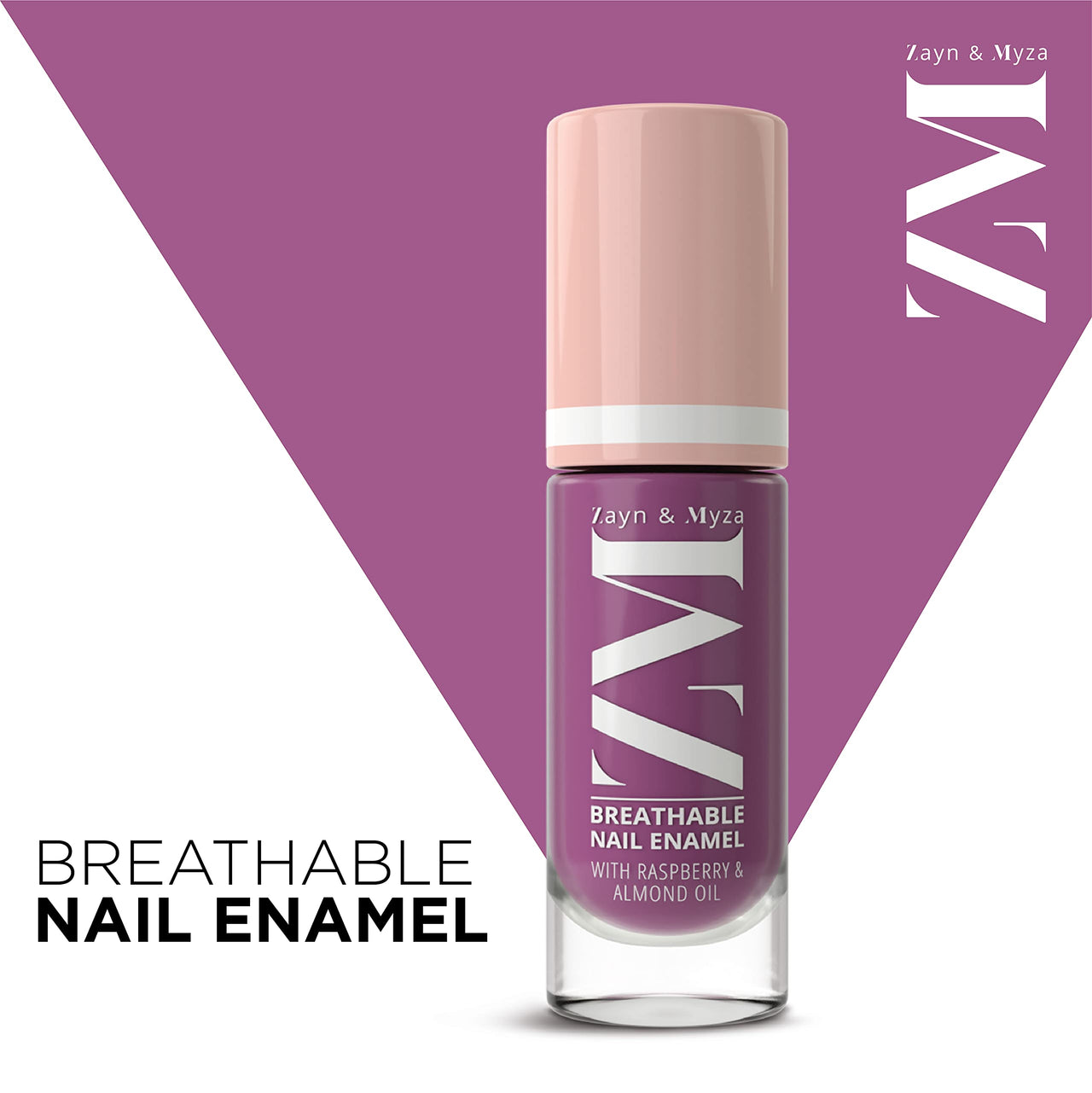 ZM Breathable Nail Enamel Glossy Finish & Water Permeable, Berry Yogurt- 6 ml