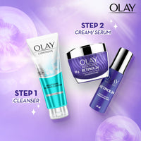Olay Retinol Kit For Overnight Repair|Retinol Cream With Free Cleanser|Plumper, Younger Looking Skin|24H Hydration|Fragrance Free|Normal, Oily, Dry,Combination Skin|Paraben & Sulphate Free|Pack Of 2